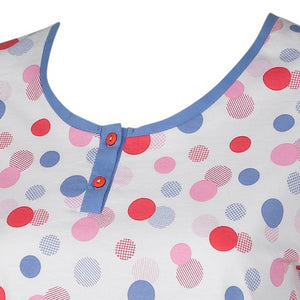 Ladies Polka Dot Top & Plain 3/4 Length Pyjamas Set (Small - Large)