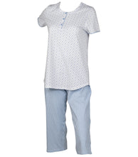 Load image into Gallery viewer, Ladies Polka Dot &amp; Striped 3/4 Length Pyjamas S - XL (Blue or Pink)