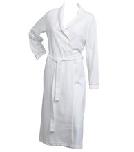 Load image into Gallery viewer, Ladies Lightweight Waffle Dressing Gown S - XL (White with Blue or Pink Trim)