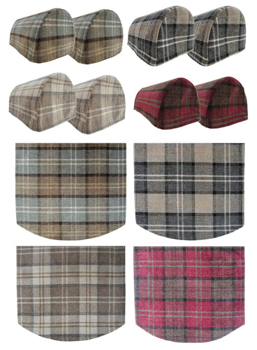Balmoral Check Chenille Round Arm Caps or Chair Backs (Various Colours)