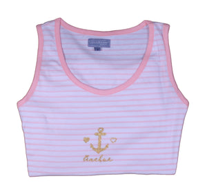 Ladies Jersey Cotton Pyjamas - Anchor Tank Top & Plain Shorts (Navy or Pink)