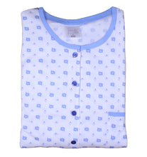 Load image into Gallery viewer, Ladies 100% Cotton Leaf &amp; Polka Dot Nightdress S - XL (Blue or Pink)
