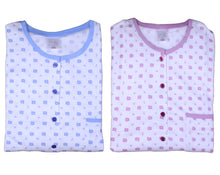 Load image into Gallery viewer, Ladies 100% Cotton Leaf &amp; Polka Dot Nightdress S - XL (Blue or Pink)