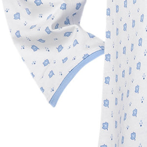 Ladies 100% Cotton Leaf & Polka Dot Pattern Pyjamas Set S - XL (Blue or Pink)