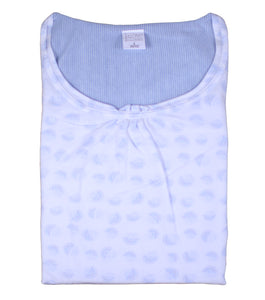 Ladies 100% Jersey Cotton Circular Pattern Nightdress (Blue or Grey)