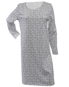 Ladies 100% Jersey Cotton Circular Pattern Nightdress (Blue or Grey)