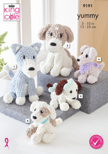 King Cole Crochet Pattern for Stuffed Dog Toys (9191)