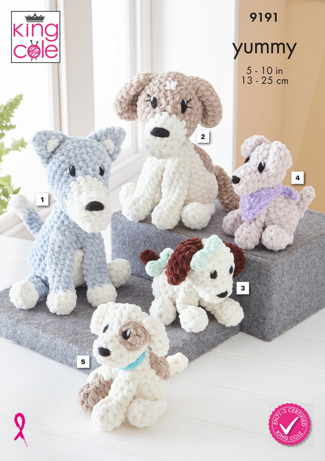 King Cole Crochet Pattern for Stuffed Dog Toys (9191)