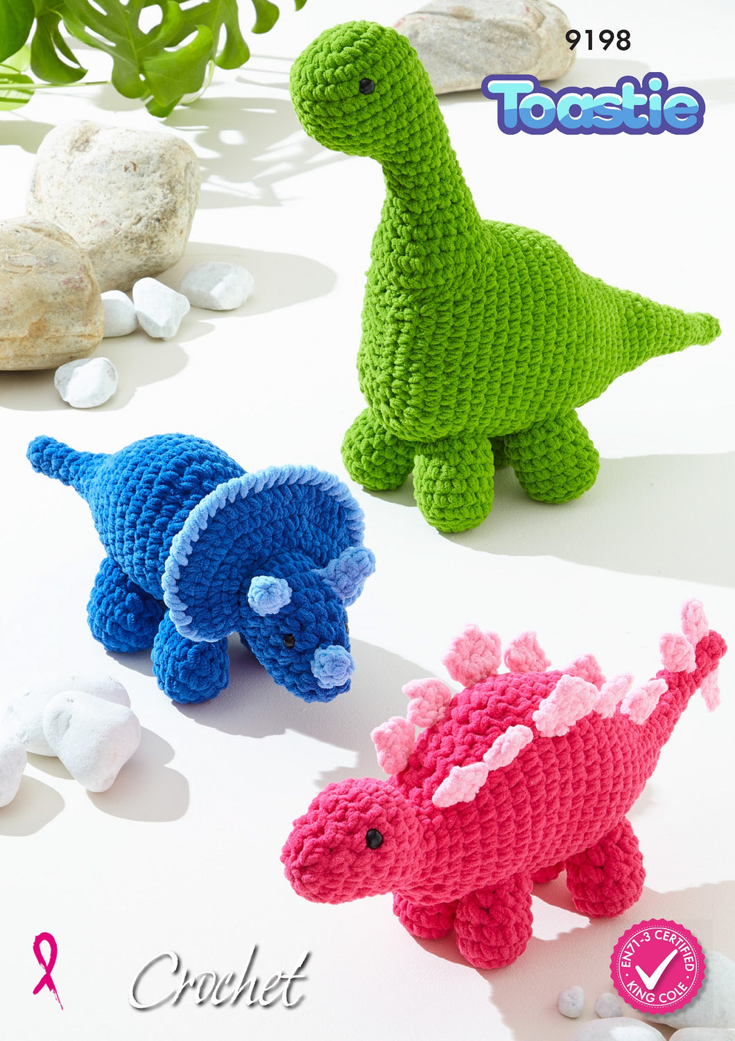 King Cole 9198 Crochet Pattern for Dinosaur Stuffed Toys