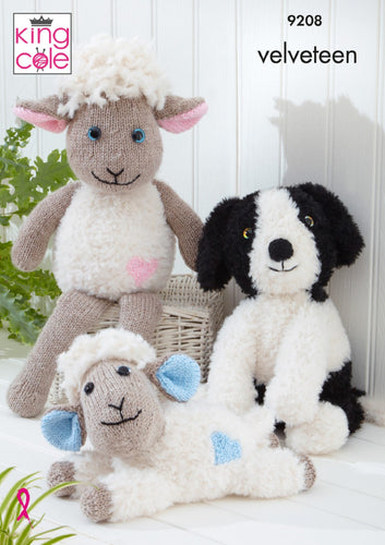 King Cole Knitting Pattern for Collie Dog & Sheep Stuffed Toys (9208)