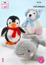 Load image into Gallery viewer, King Cole Knitting Pattern for Penguin, Polar Bear and Whale Toys (9210)