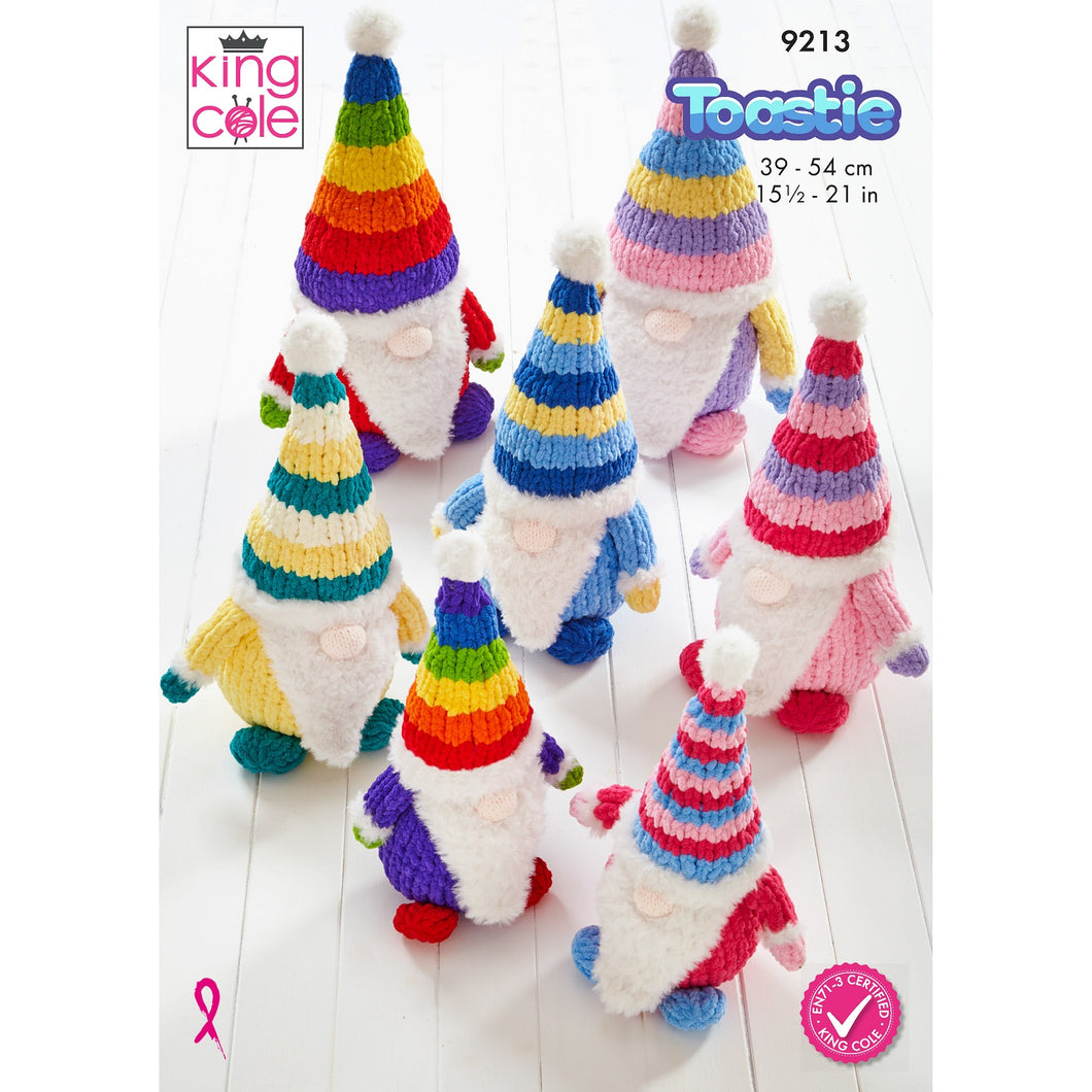 King Cole Knitting Pattern 9213 Colourful Gonk Toys