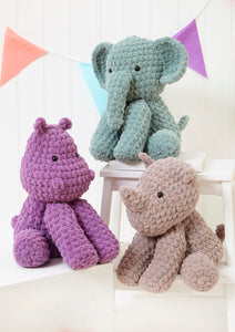 King Cole 9217 Crochet Pattern for Elephant, Hippo & Rhino Stuffed Toys