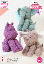 Load image into Gallery viewer, King Cole 9217 Crochet Pattern for Elephant, Hippo &amp; Rhino Stuffed Toys