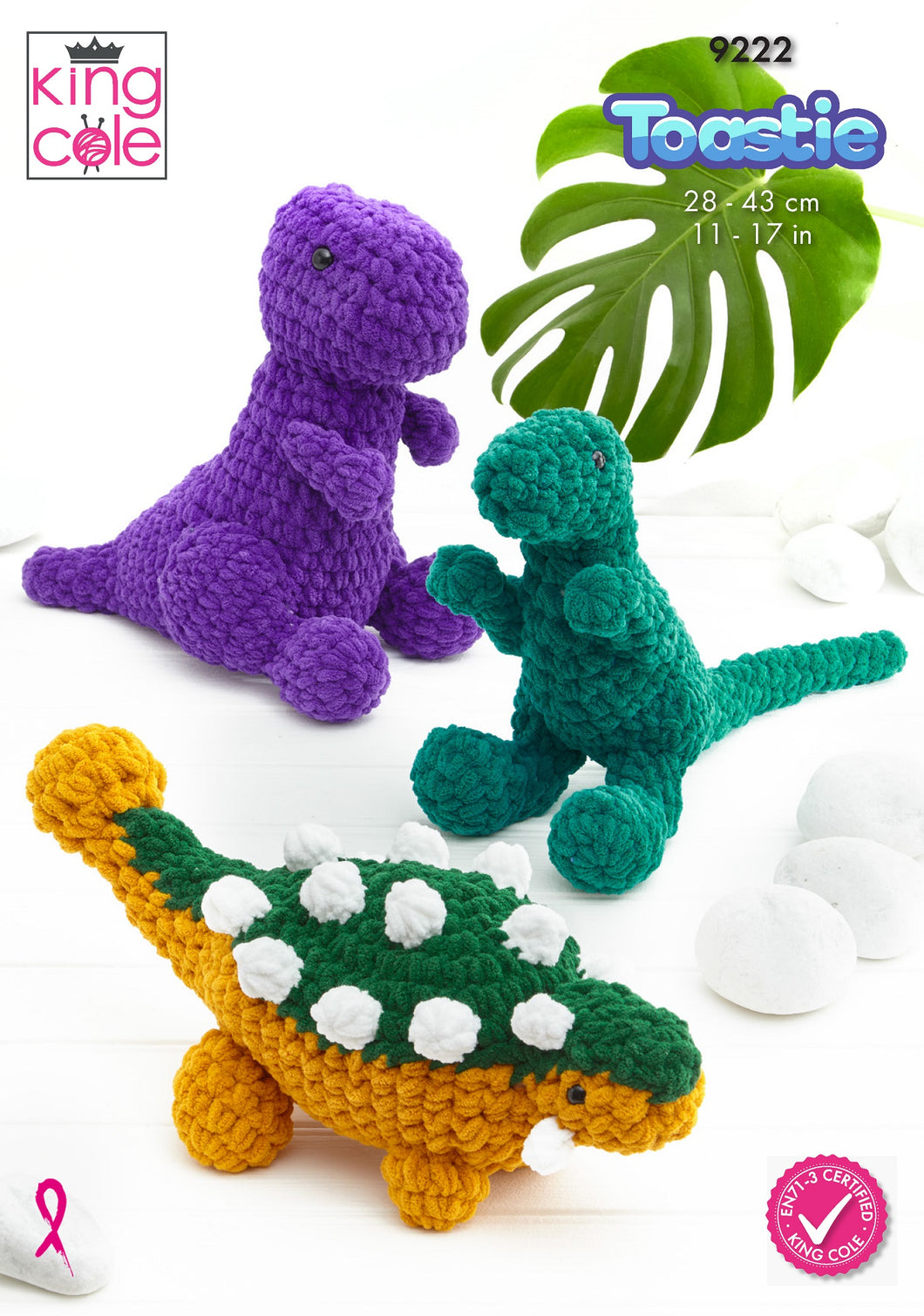 King Cole 9222 Crochet Pattern for Dinosaur Stuffed Toys