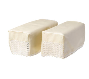 Cotton Arm Caps or Chair Back with Lace Trim (Cream)