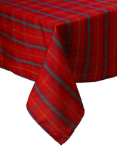 Load image into Gallery viewer, Tartan Check Red &amp; Gold Woven Tablecloth (7 Sizes)