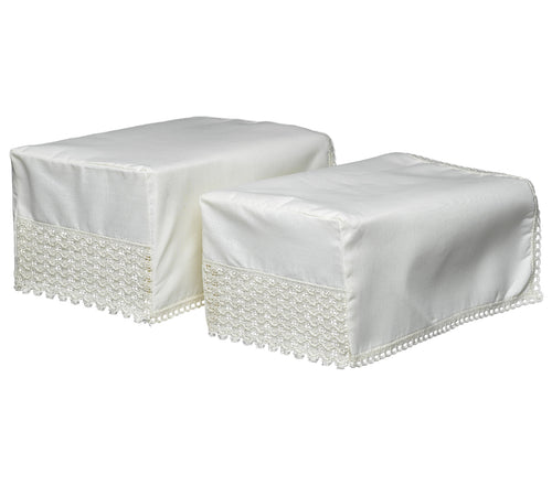 Non Slip Square Arm Caps with Lace Trim (Cream)