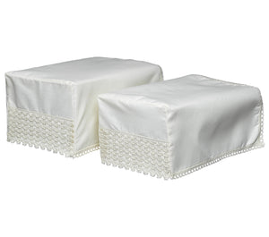 Non Slip Square Arm Caps or Chair Backs with Lace Trim (Cream)