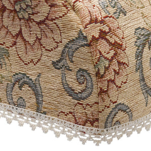 Tapestry Style Arm Caps or Chair Backs (Beige with Pink Flower)