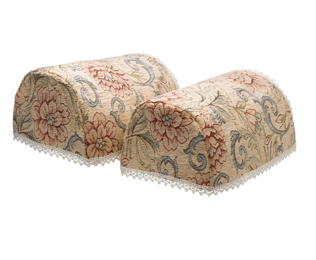 Tapestry Style Arm Caps or Chair Backs (Beige with Pink Flower)