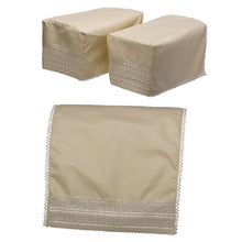 Load image into Gallery viewer, Arm Cap Pair &amp; Chair Back or Settee Back Set with Wavy Lace Trim (Cream)