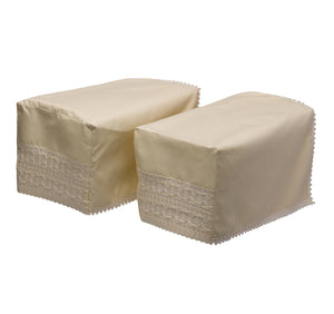 Arm Cap Pair & Chair Back or Settee Back Set with Wavy Lace Trim (Cream)