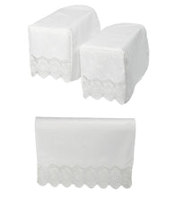 Load image into Gallery viewer, Macrame Arm Caps &amp; Chair Backs Set with Lace Trim (Cream or White)