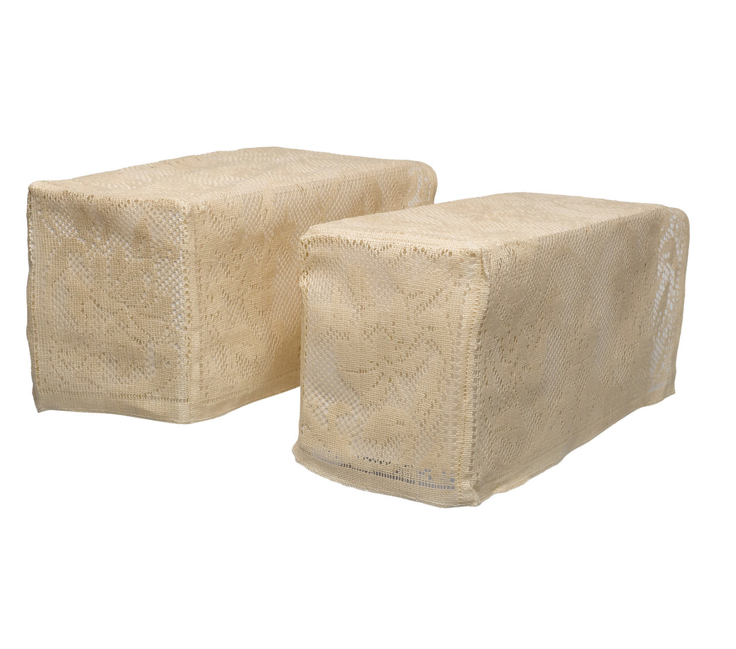 Floral Lace Cotton Square Arm Caps (Cream)