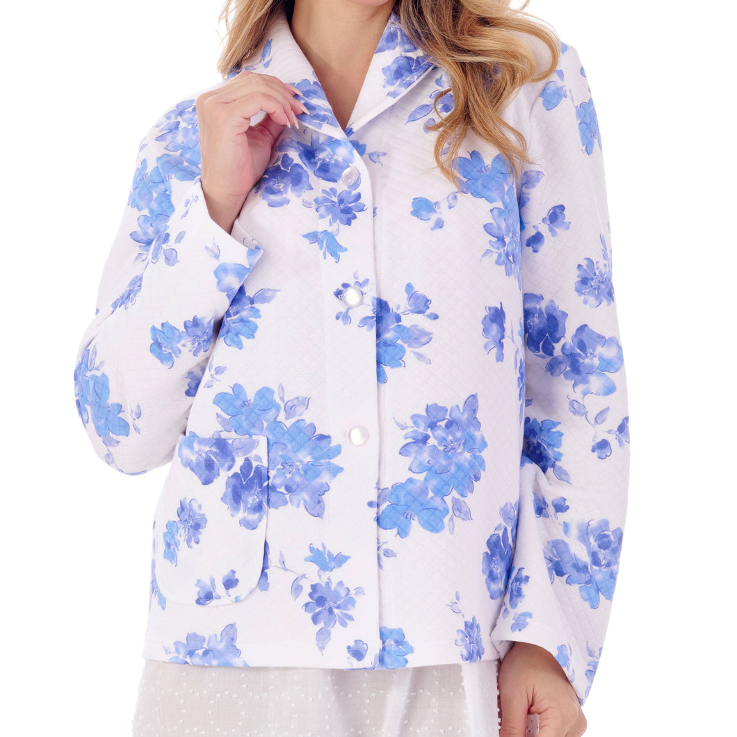 Slenderella Ladies Bold Floral Mock Quilt Bed Jacket (2 Colours)
