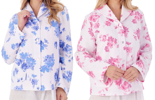 Slenderella Ladies Bold Floral Mock Quilt Bed Jacket (2 Colours)