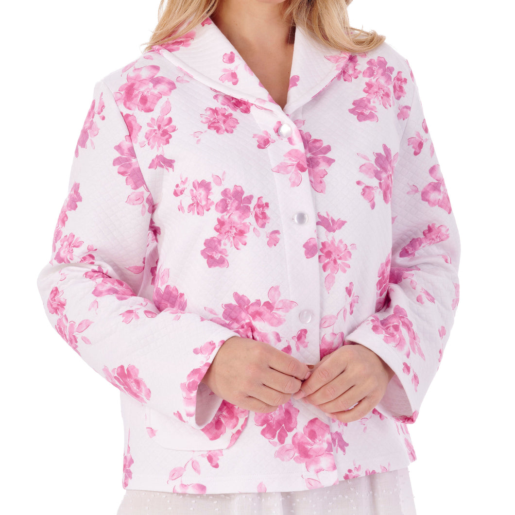 Slenderella Ladies Bold Floral Mock Quilt Bed Jacket (2 Colours)