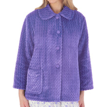 Load image into Gallery viewer, Slenderella Ladies Soft Zig Zag Fleece Button Bed Jacket (6 Colours)
