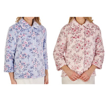 Load image into Gallery viewer, Slenderella Ladies Floral Flannel Fleece Button Up Bed Jacket