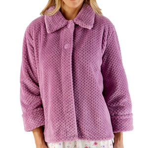 Ladies Slenderella Waffle Fleece Button Up Bed Jacket (7 Colours)