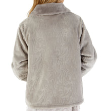 Load image into Gallery viewer, Slenderella Ladies Patterned Fleece &amp; Faux Fur Collar Bed Jacket (3 Colours)