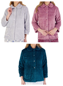 Slenderella Ladies Chevron Fleece Bed Jacket (3 Colours)