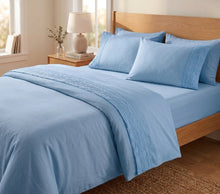 Load image into Gallery viewer, Embroidered Sheet Set - Fitted, Flat &amp; Pillow Case (3 Colours)