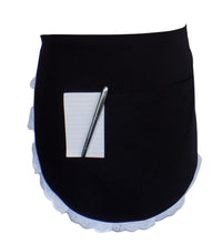 Load image into Gallery viewer, Frilly Waitress Tea Apron with Pocket (Black or White)