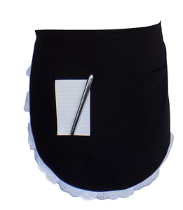 Frilly Waitress Tea Apron with Pocket (Black or White)