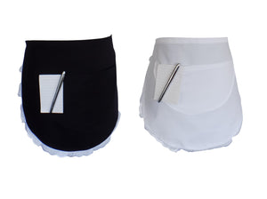 Frilly Waitress Tea Apron with Pocket (Black or White)