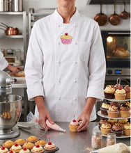 Load image into Gallery viewer, Embroidered Cupcake Bakers Chefs Jacket Extra Small 34”