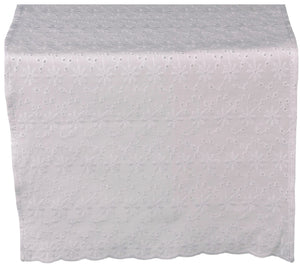 Broderie Anglaise White Cotton Table Runner 14" x 53" (3 Designs)