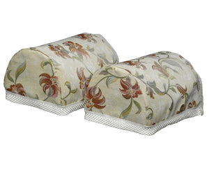 Tropicana Floral Round Arm Cap Pair & Chair Back Set with Lattice Trim
