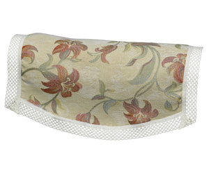 Tropicana Floral Round Arm Cap Pair & Chair Back Set with Lattice Trim