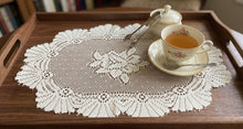 Load image into Gallery viewer, Cream Monica Lace Runner/Tray Cloth - 12 x 18 Oval