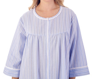 Slenderella Ladies Seersucker Stripe Robe with Zip Front (2 Colours)