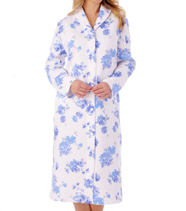 Slenderella Ladies Bold Floral Mock Quilt Button Dressing Gown (2 Colours)