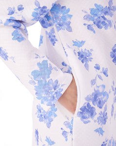 Slenderella Ladies Bold Floral Mock Quilt Button Dressing Gown (2 Colours)