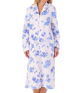 Slenderella Ladies Bold Floral Mock Quilt Zip Dressing Gown (2 Colours)